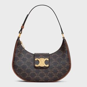 CELINE MEDIUM AVA TRIOMPHE BAG IN TRIOMPHE CANVAS AND CALFSKIN